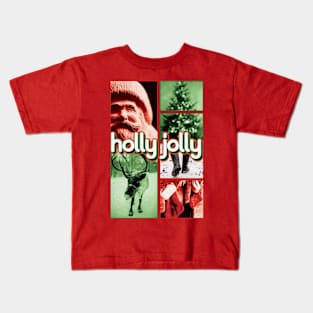 Holly Jolly Xmas Collage Kids T-Shirt